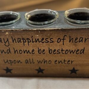 Rare Primitive Candle Holder Tea lights Votives Black with 3 Candle Spots